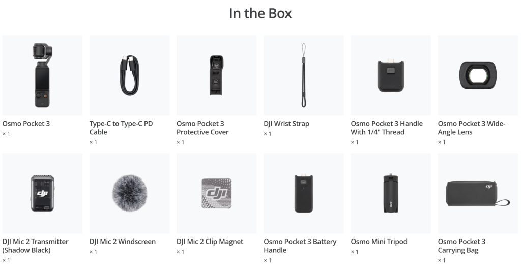 DJI Osmo Pocket 3 Creator Combo In The Box