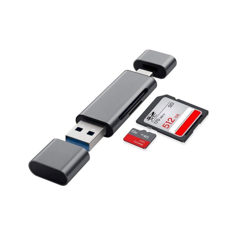 Card Reader for MicroSD and SD with USB-A and USB-C