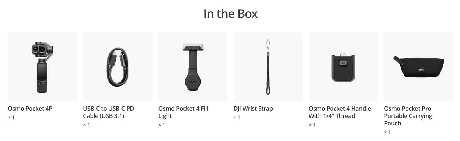 DJI Pocket 4P In the Box