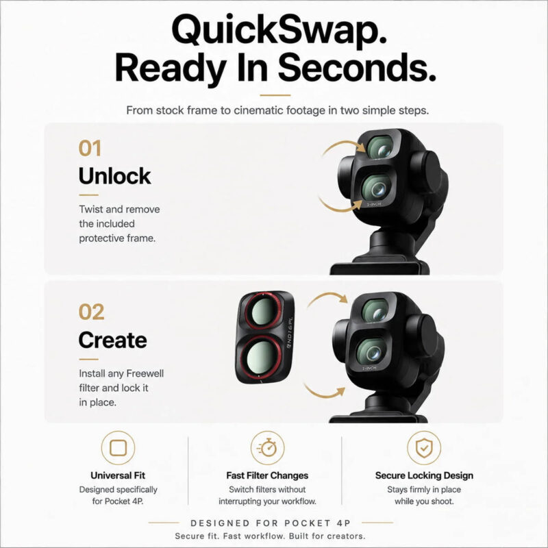 DJI Osmo Pocket 4P VND 3-7 Stop Filter | Freewell Filters