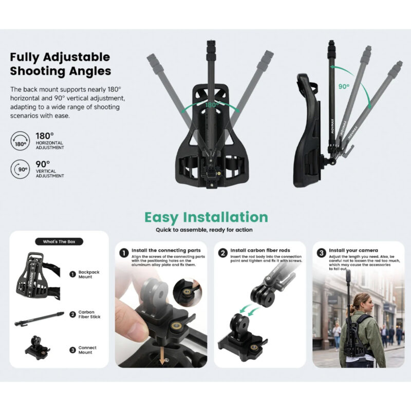 MOVMAX Backpack Mount with Telescopic Rod Kit