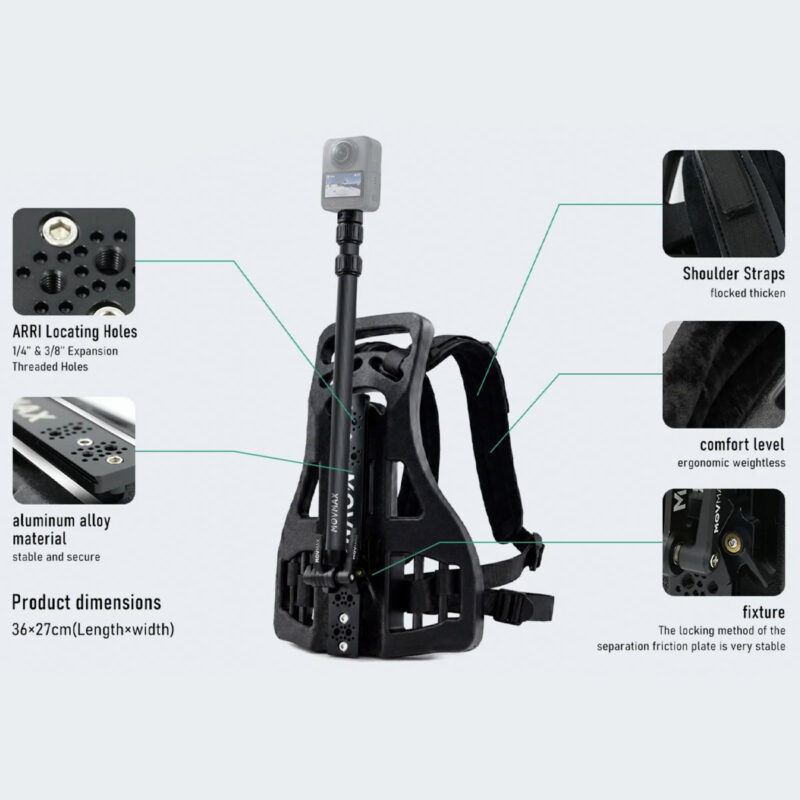 MOVMAX Backpack Mount with Telescopic Rod Kit